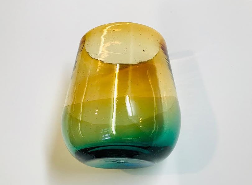 Hand Blown Recycled Glass Stemless Wine Glasses set of 4 or Etsy