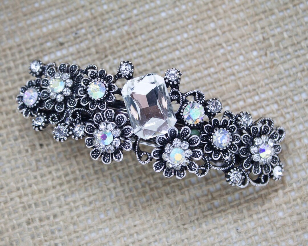 Vintage Large French Silver Flower Barrette Vintage | Accessories | Vintage Large French Silver Flower  main image 3