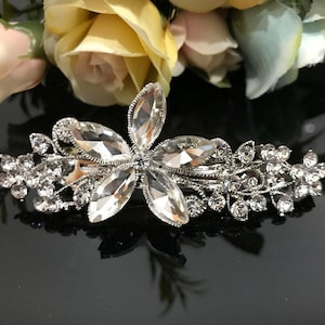 Vintage flower crystal Antique barrette, french clip, vintage hair accessory
