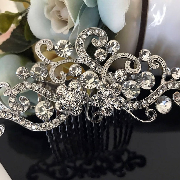 beau mariage élégant fleur de mariée peigne à cheveux cristal strass accessoire de cheveux de mariée