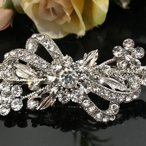 Vintage flower crystal Antique barrette, french clip, vintage hair accessory