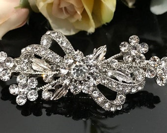 Vintage flower crystal Antique barrette, french clip, vintage hair accessory