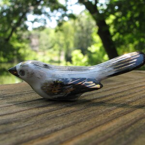 Vintage Hand Painted Ceramic Bird Brooch, Pottery, Gold Etching, Japan Made, 2 & 5/8&quot;, Retro 1960&#39;s