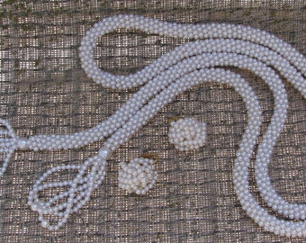 Blue Apatite Square Lariat Necklace with Tassel N95