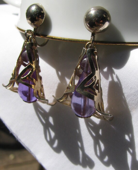 Stellar Unique Purple Plastic Beaded Dangle Drop … - image 5