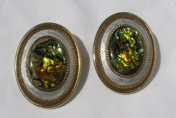 Retro and Really Big Faux Abalone Guilloché Ename… - image 4