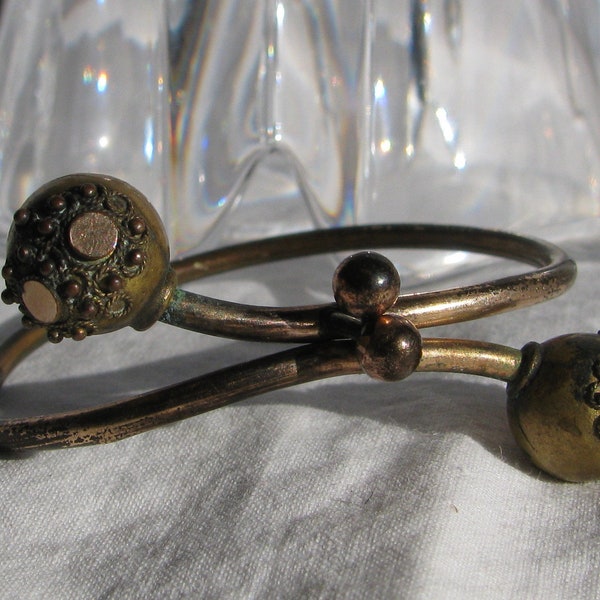 Antique Victorian Infant or Baby Crossover, Bypass Baptismal Bracelet, Pre 1900,  Gold Plating with Finish Loss