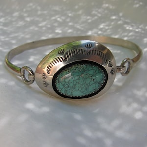 Vintage Navajo Artist Teddy Goodluck Hallmarked Blue Turquoise