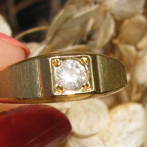 Bague Plaque Or Cubic Zirconium Vintage 1980 - Taille 52 - Neuf Vieux Stock