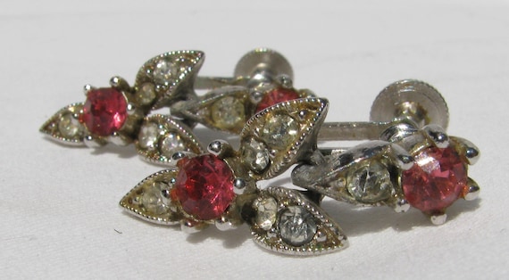 1940's "BOGOFF" Signed Dangling Pink and Clear Rh… - image 3