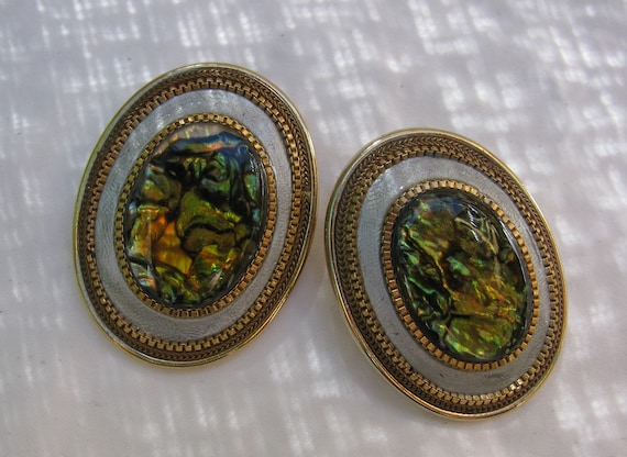 Retro and Really Big Faux Abalone Guilloché Ename… - image 10