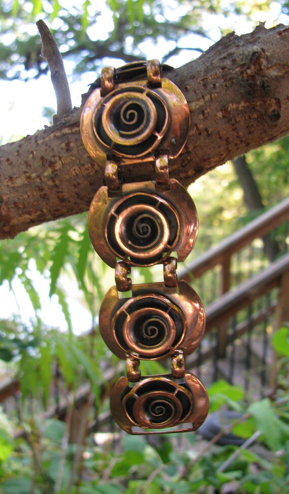 Gorgeous Vintage Lady's Copper Wide Panel Bracele… - image 6