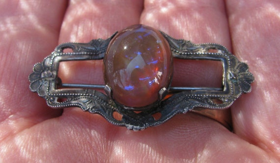 Amazing Vintage Fire Opalescent Glass Sterling Si… - image 10