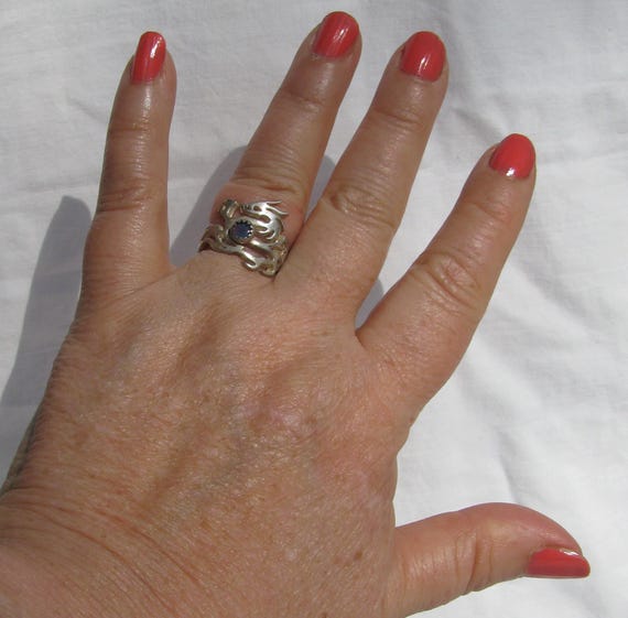 Mythical Silver Dragon Statement Ring, Openwork D… - image 2