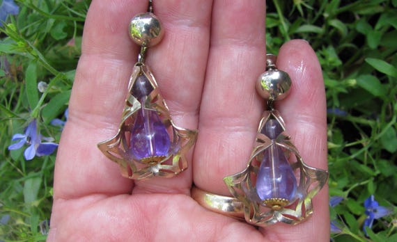 Stellar Unique Purple Plastic Beaded Dangle Drop … - image 10