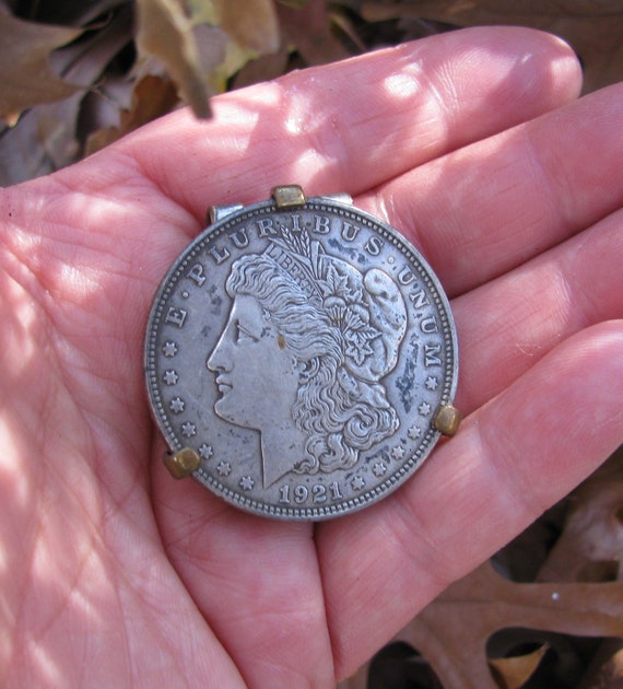 Vintage Authentic 1921 Morgan Silver Dollar Prong 