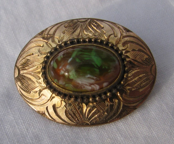 Exquisite Antique Gold Filled Victorian Etched Br… - image 8