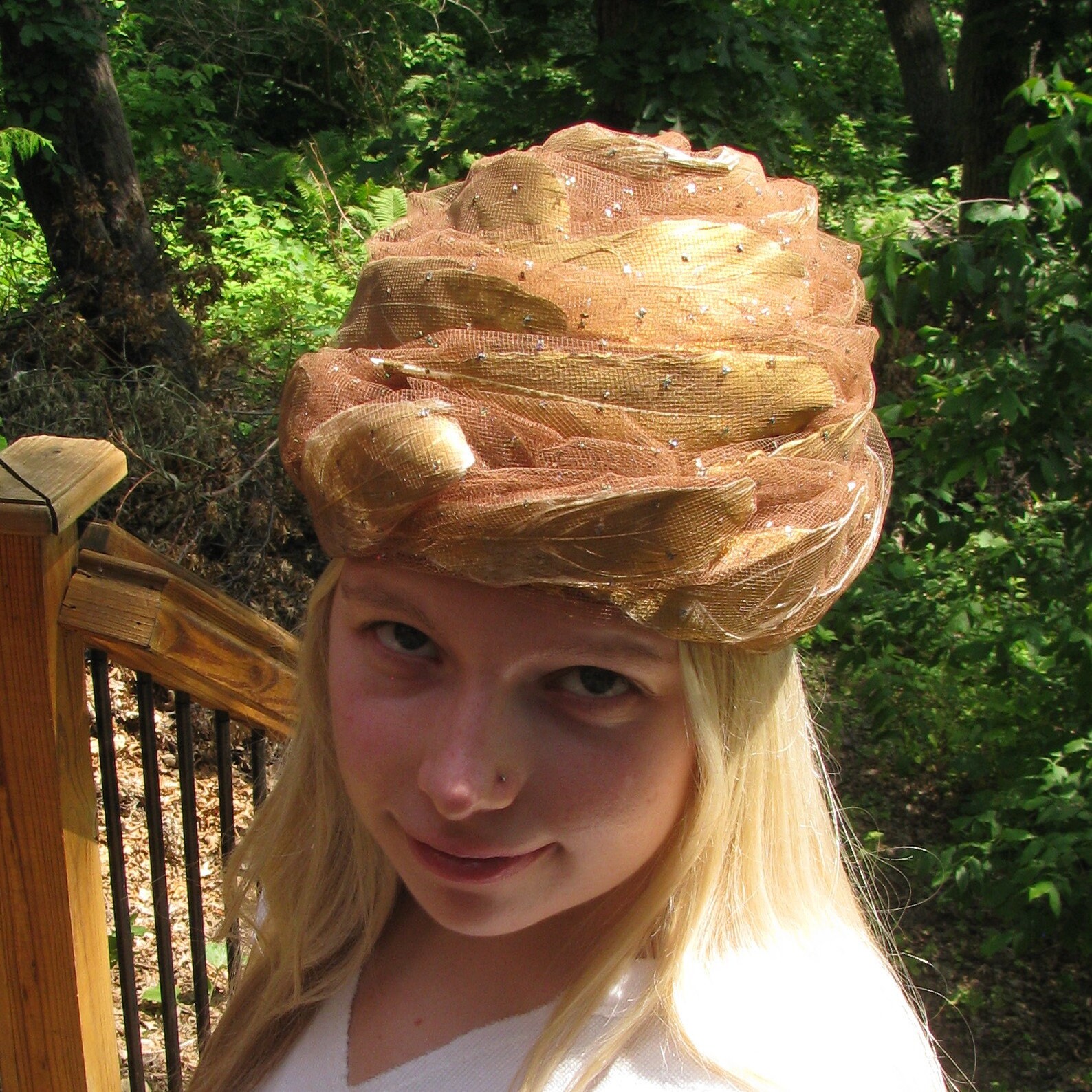 CHRISTIAN DIOR Chapeaux artistic Gold Sparkle tulle Turban 