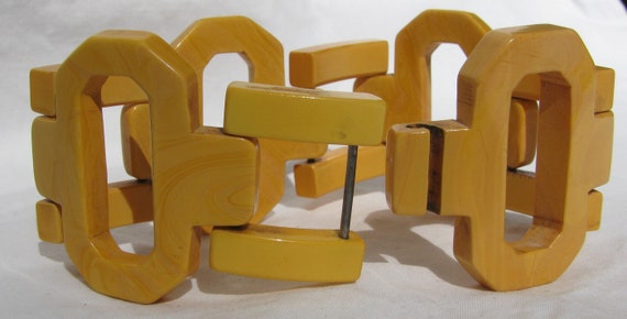 Amazing Vintage Butterscotch Bakelite Chunky Open… - image 5