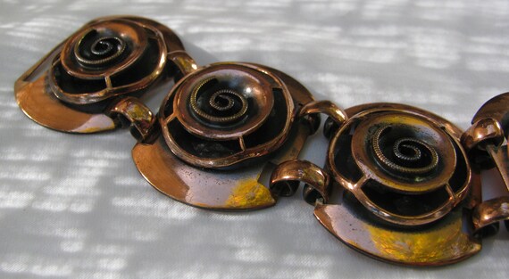 Gorgeous Vintage Lady's Copper Wide Panel Bracele… - image 7