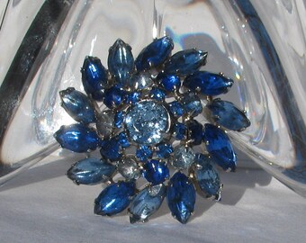 Fantastic Vintage Shades of Blue Rhinestone Dome 2