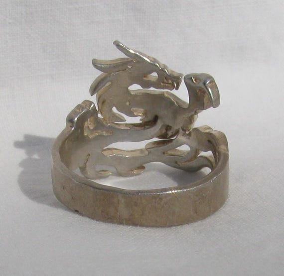 Mythical Silver Dragon Statement Ring, Openwork D… - image 6