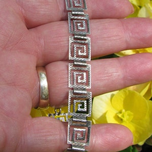 Intriguing, Hypnotic Thin Open Work Maze Grid Sterling Silver Lady&#39;s Etched Panel Bracelet, Vintage 1970&#39;s, 7.5&quot; Accessory, Delicate & Light