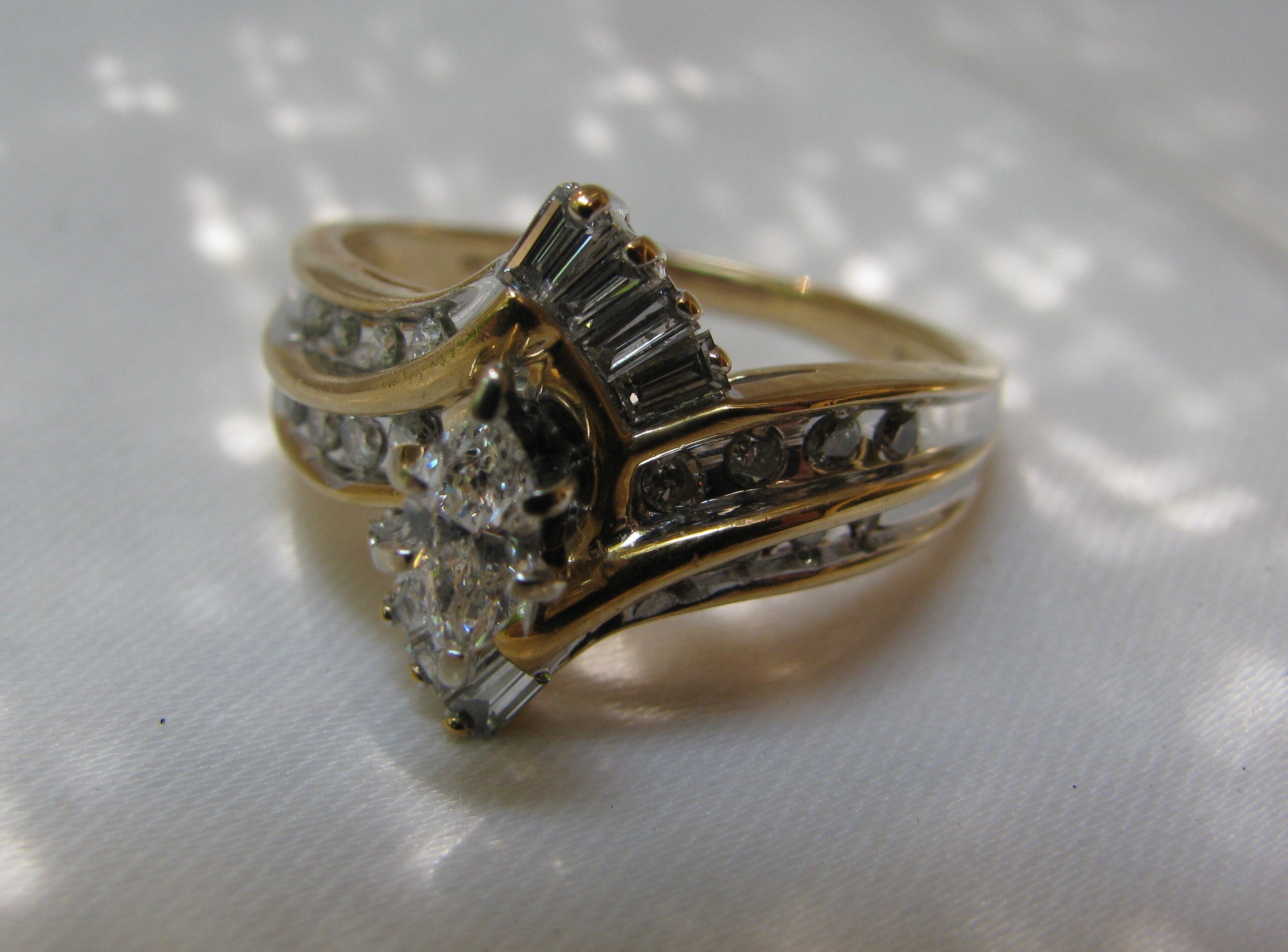 Incredible Appraised 14K Yellow Gold By-pass Style Cocktail