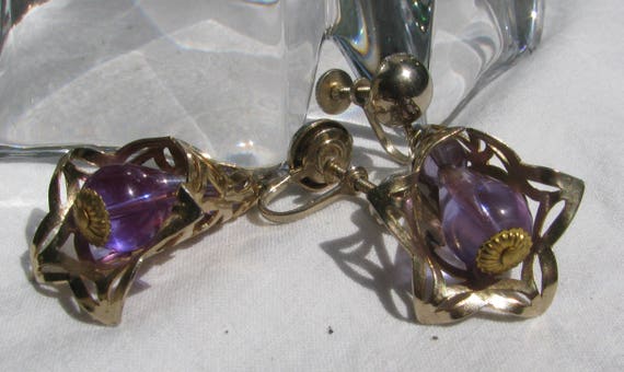 Stellar Unique Purple Plastic Beaded Dangle Drop … - image 8