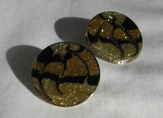 Unique Thin Lucite on Metal Button Earrings, Oran… - image 5