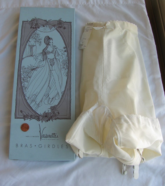 Vintage Hollywood Vassarette 678 Women's White Girdle, Garters