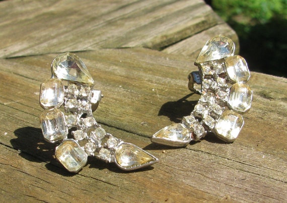 Antique Matching Pair of 1 & 5/8" Rhinestone Dres… - image 4