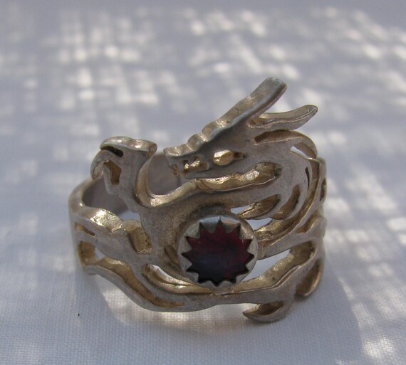 Mythical Silver Dragon Statement Ring, Openwork D… - image 9