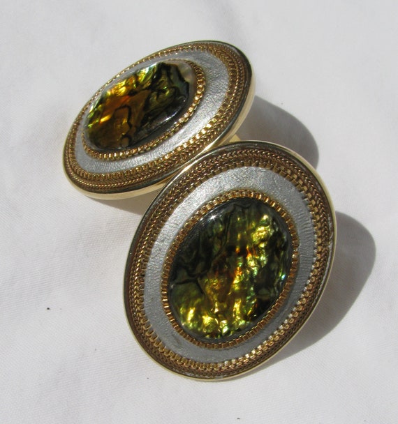 Retro and Really Big Faux Abalone Guilloché Ename… - image 3