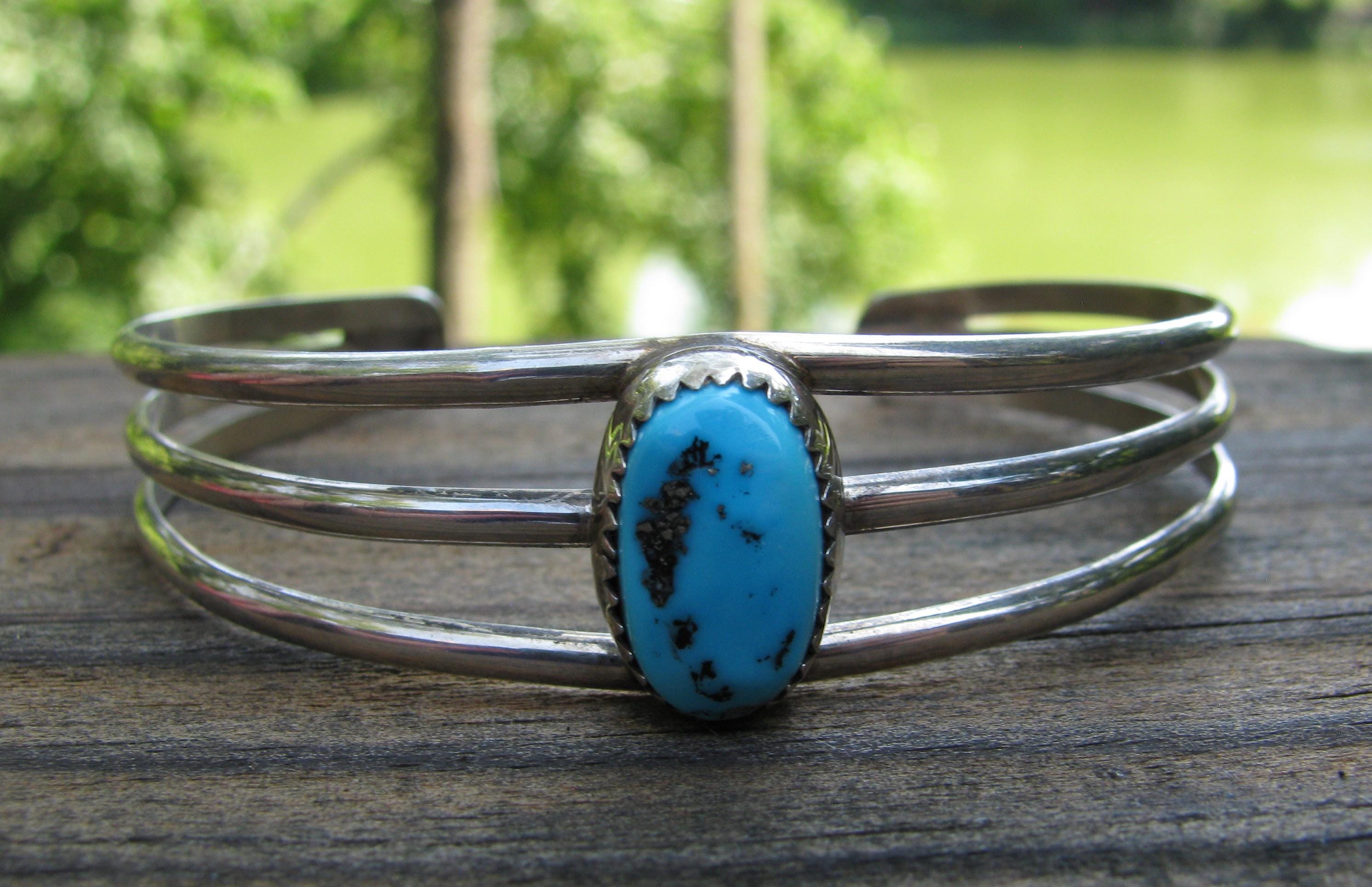 Incredible L NOTAH Signed Turquoise & Sterling Silver Lady's Cuff