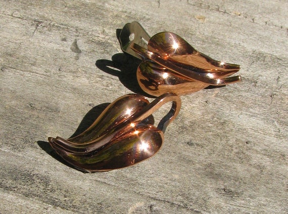 Pristine Mid Century "Renoir" Copper Stylized Lea… - image 7