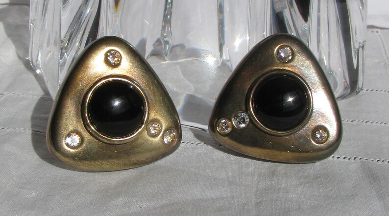 Never Worn 1.5 Triangles Vintage Clip Backs BIG Eclectic SIMON SEBBAG Sterling Silver /& Rhinestone Earrings Orig Retail 225.00