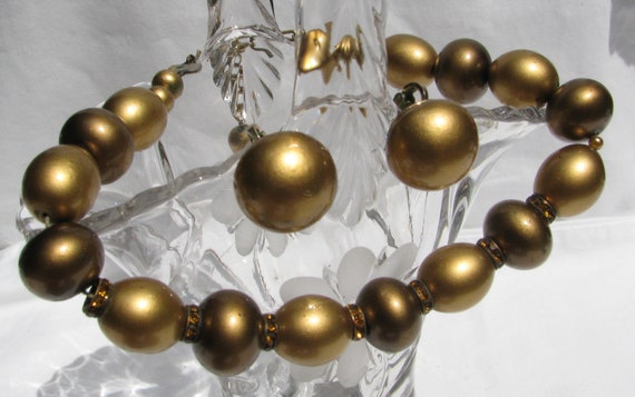 Remarkable 1940's Crown TRIFARI Gold Metallic Bead & Amber - Etsy