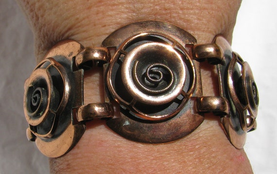 Gorgeous Vintage Lady's Copper Wide Panel Bracele… - image 3