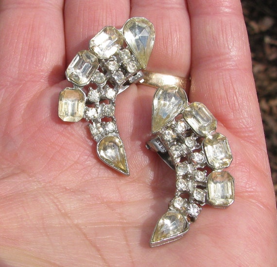 Antique Matching Pair of 1 & 5/8" Rhinestone Dres… - image 2