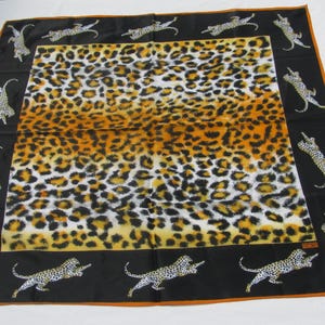 Spectacular 1980's Vintage ROBINSON GOLLUBER Signed Safari Animal Print Square Silk Scarf, 25" by 25", Lady's Retro Accessory, Leopard