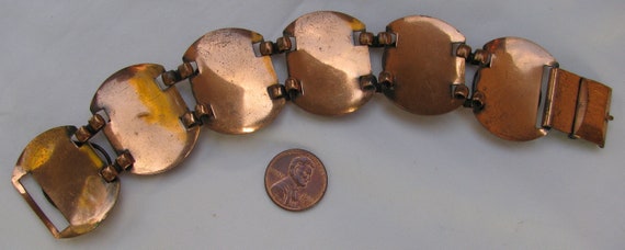 Gorgeous Vintage Lady's Copper Wide Panel Bracele… - image 9