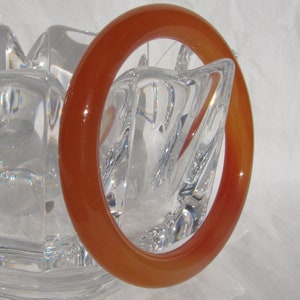 Stunning Orange Jade or Chalcedony Lady&#39;s Bangle Bracelet, 3/8&quot; Wide, Smaller Wrist, Inside Diameter 2 & 1/4&quot;, Stone Cold Beauty
