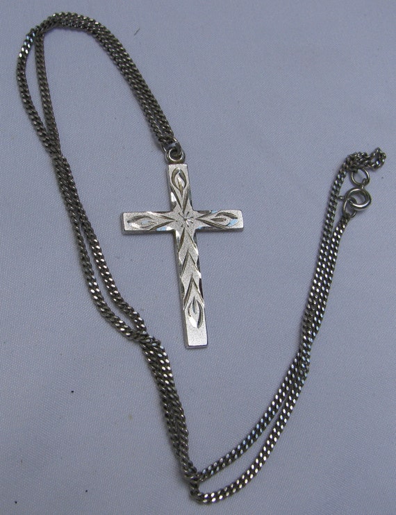 アクセサリー Vintage 50s Silver Chain Cross Bracelet Beautiful 1950's Vintage Princess Pride Creations (PPC