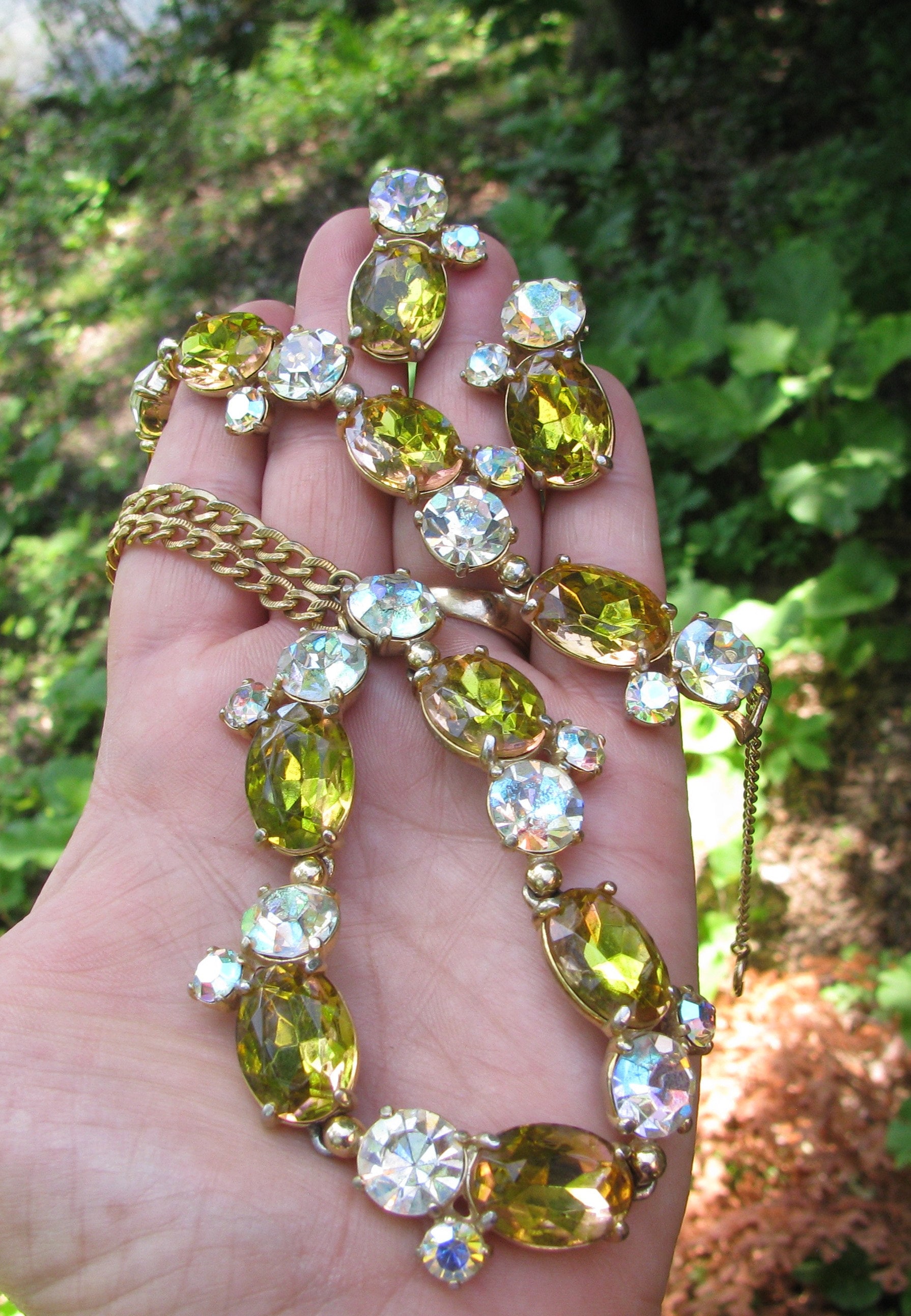 Vintage Amazing Elsa SCHIAPARELLI 3 Piece Parure, Citrine