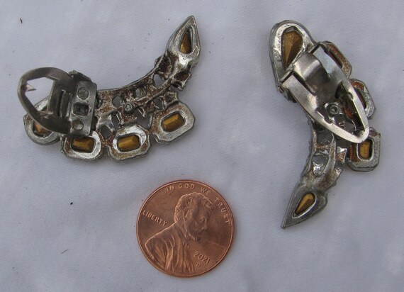 Antique Matching Pair of 1 & 5/8" Rhinestone Dres… - image 9