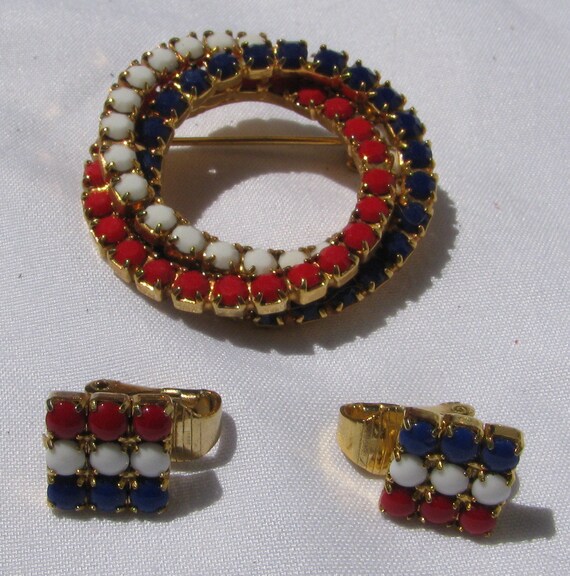 Retro and Patriotic Red, White & Blue Rhinestone … - image 3