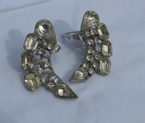 Antique Matching Pair of 1 & 5/8" Rhinestone Dres… - image 6