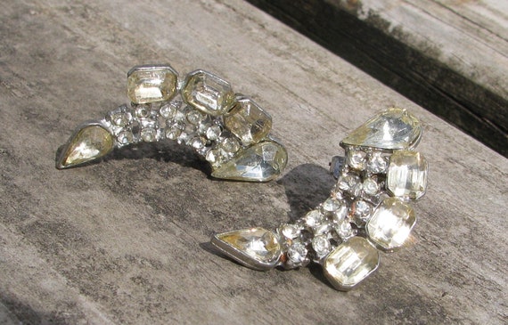 Antique Matching Pair of 1 & 5/8" Rhinestone Dres… - image 7