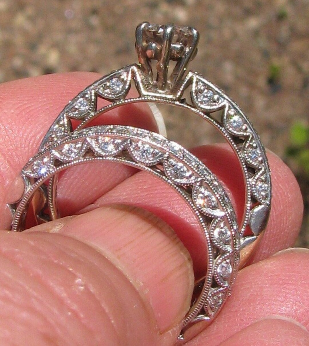 Breathtaking Lady's Platinum & Diamond Bridal Set, Wedding Set, Ornate ...
